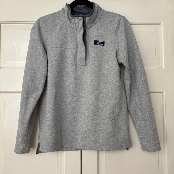 L.L. Bean Women’s Soft Rugby Shirt Pullover Quarter Button Size Small Gray Blue - Picture 2 of 10